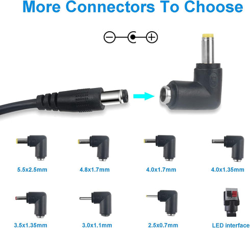 12V 2A Car Charger, Universal DC 5.5x2.1mm Charger Adapter with 8 Connector Tips for DVD Player, GPS, Bluetooth Speakers, Piano Keyboard, External...