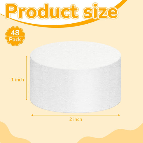 Henoyso 48 Pcs Foam Circles Polystyrene Foam Discs Foam Cylinders for Crafts Round Foam White Disk Shapes Block for DIY Arts Craft Sculpture Model...