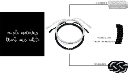 LAMIBEE Red Black Mix White Infinity Love Multicolor Lucky Bracelet for Men Women Tibetan Lucky Amulet Knot Bracelet Woven Thread String for Frien...