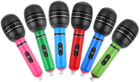 DS. DISTINCTIVE STYLE Inflatable Microphones 6 Pieces 10-Inch Blow up Microphones 80s 90s Party Favors Performace Photo Props Random Colors...