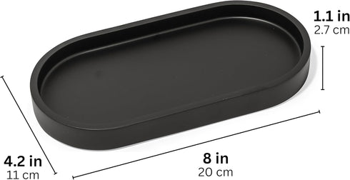 Matte Black Round Soap Dispenser Tray, 8” Soap and Lotion Bottle Tray Organizer Plate for Bathrooms, Kitchens, Countertops - Holds 2 Soap Dispense...