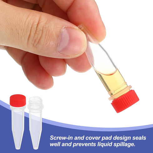 PATIKIL 1.5ml Plastic Cryogenic, 200Pcs Cryogenic Vial Screw Top Frozen Test Tube for Lab Laboratory Science, Red Cap...