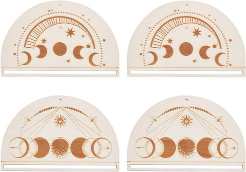 4Pcs Wood Macrame Frames 2 Styles Wood Moon Phase Pattern Macrame Frame Set Macrame Wall Hanging Projects Macrame Supplies for DIY Crafts Making M...