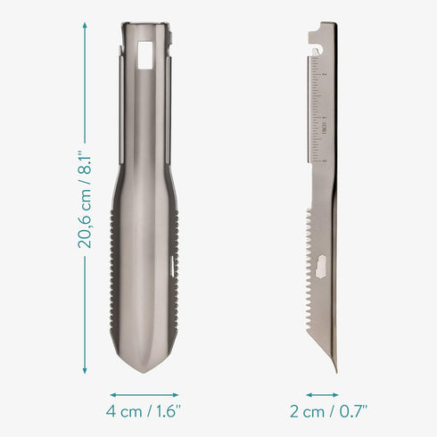 Navaris Ultralight Titanium Backpacking Shovel - Lightweight Camping Trowel Multitool with Ruler Lines - Includes Protective Sleeve...