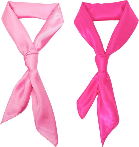 2pcs Head Scarf Square Neck Ribbon Neck Scarf Satin Scarf Handkerchief for Halloween Retro Women Costume Accessory...