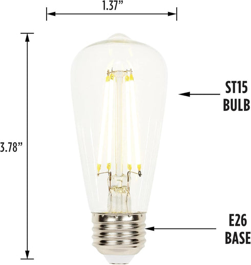 Westinghouse 4518700 6.5 Watt (60 Watt Equivalent) ST15 Dimmable Clear Filament LED Light Bulb, Medium Base (6-Pack)...