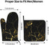 Black Gold Marble Oven Mitts and Pot Holders Heat Resistant Oven Gloves Safe Cooking Baking Grilling...
