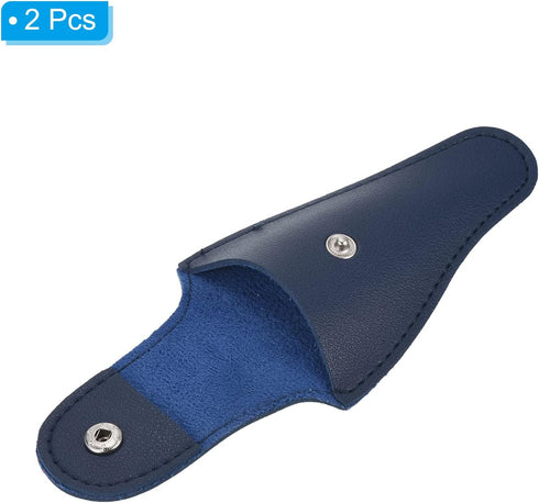 PATIKIL 4.5"x2.6" Embroidery Scissors Sheath, 2 Pack PU Leather Nail Cuticle Scissor Cover Small Pointed Nippers Scissors Protective Case, Dark Bl...