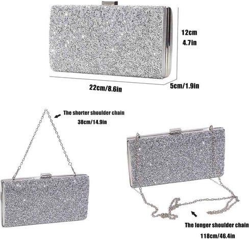 ELABEST Glitter Evening Clutch Bag Single Sided Diamond Bag Crossbody Purse Wedding Party Bag for Women...