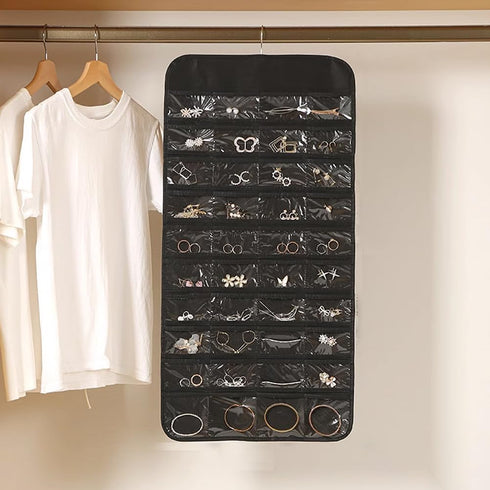 80 Pockets Hanging Jewelry Organizer for Women, Jewelry Hanging Organizer Jewelry Holder Organizer, Storage Bag for Earrings Necklace Bracelet Rin...