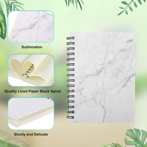Zonon Sublimation Notebooks A5 Spiral Notebooks Hardcover DIY Notebooks Writing Paper Notebooks for School Office Home Travel Supplies, 60 Pages (...