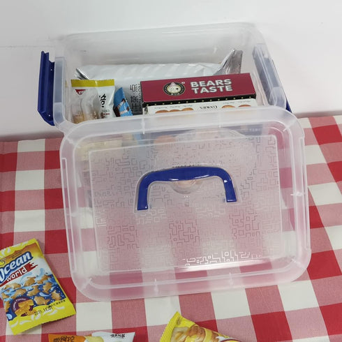 Ggbin 4 Pack 6 Quart Latching Storage Box, Small Lidded Storage Container Bin with Handle, Clear...