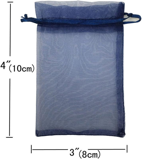 100PCS 3x4 Inches Organza Drawstring Pouches Jewelry Party Wedding Favor Gift Bags (3x4, Navy Blue)...