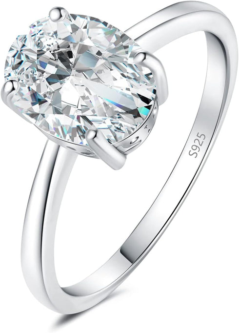JewelryPalace Oval Cut 2ct Cubic Zirconia Engagement Rings for Women, 14K White Gold Plated 925 Sterling Silver Promise Ring for Her, Simulated Di...