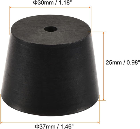 MECCANIXITY Rubber Tapered Plug 30mm to 37mm with Hole Test Tubes Bungs Stopper Black for Lab Home 5 Pieces...