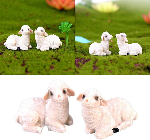 4pcs Miniature Sheep Figurines Resin Micro Landscape Fairy Garden Animals Ornament for DIY Terrarium Crafts Accessories (Random Style)...