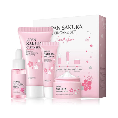 Skin Care Set - Sakura Skin Care Sets & Kits - Women Gift Sets with Cleanser,Serum,Eye Cream,essence Cream - Beauty Products For Women - Skin Care...
