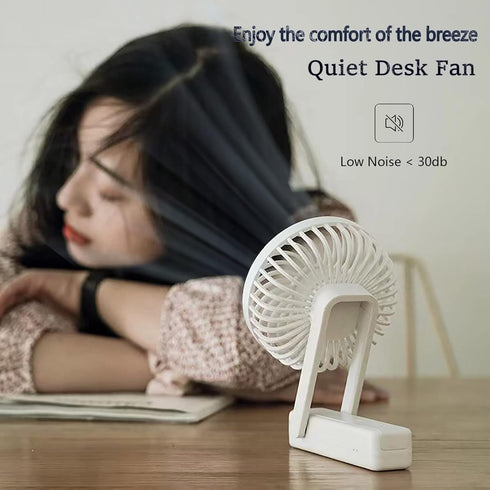 Battery Operated Portable Fan, Mini Rechargeable Handheld Fan,Small Foldable Fan,Quiet but Powerful Desk Fan Up to 10 hrs Operated Makeup Eyelash ...