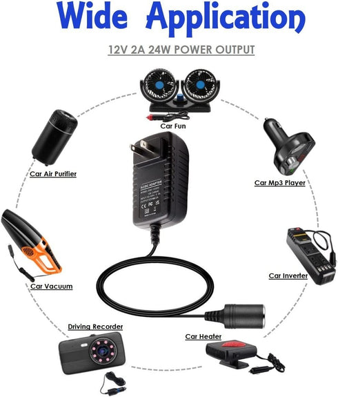 Car Power Inverters 110-240V AC Mains to 12V/2A DC Power Converter,Car Cigarette Lighter Socket,Power Adapter Charger US Plug,Household Cigarette ...