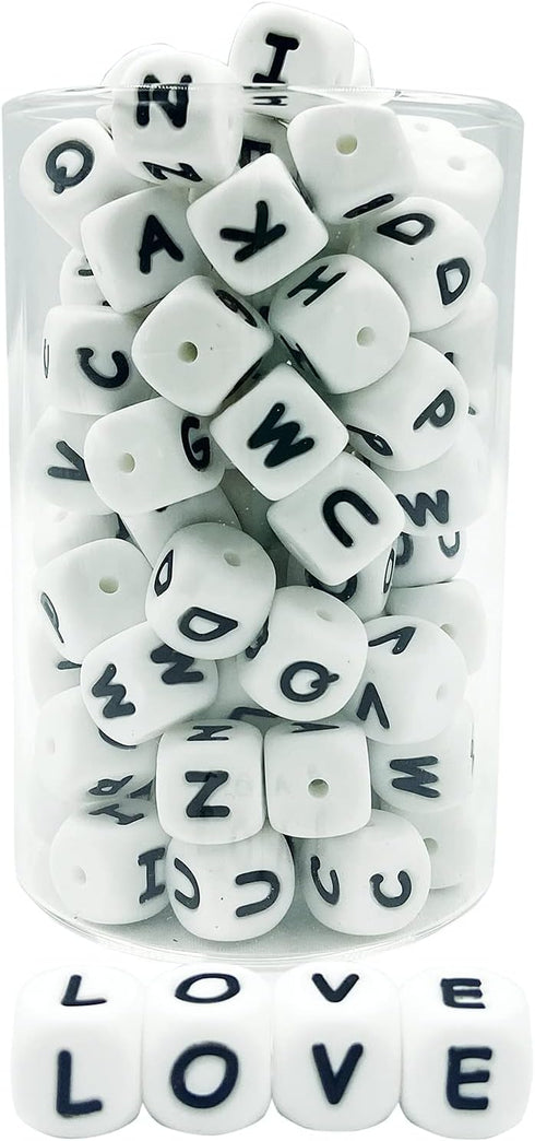 Silicone Alphabet Cube Beads 78pc DIY Jewelry Bulk Silicone Beads Craft Supply Loose Beading Supply...