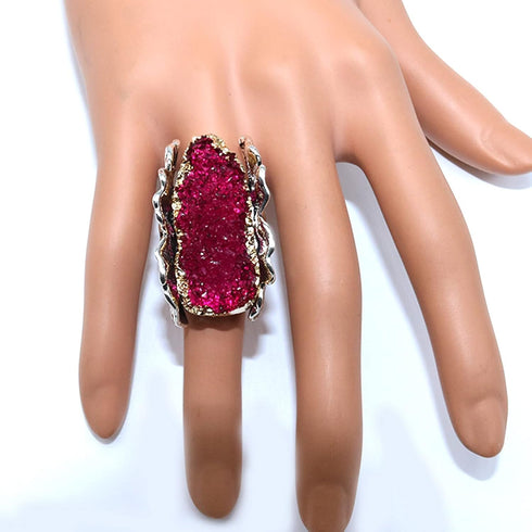 Retro Resin Crystal Stone Cocktail Rings Gothic Hip Hop Punk Crystal Engagement Wedding Statement Rings Uniquely Stylish Jewelry Gifts for Women (...