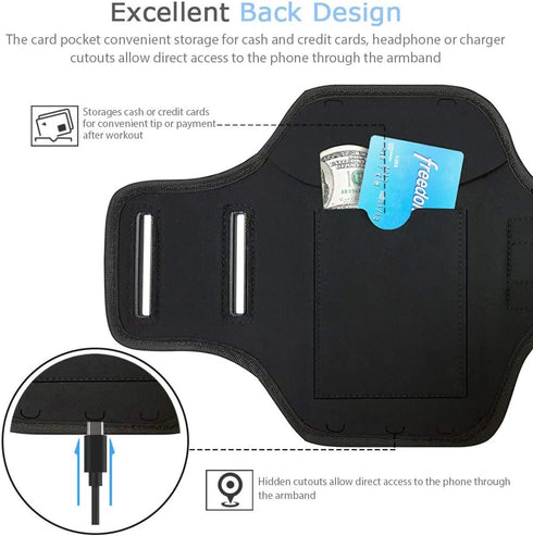 Galaxy S25 S24 Armband, JEMACHE Water Resistant Gym Running Workouts Phone Arm Band for Samsung Galaxy S25 S24 S23 S22 S21 with Card Holder (Black...