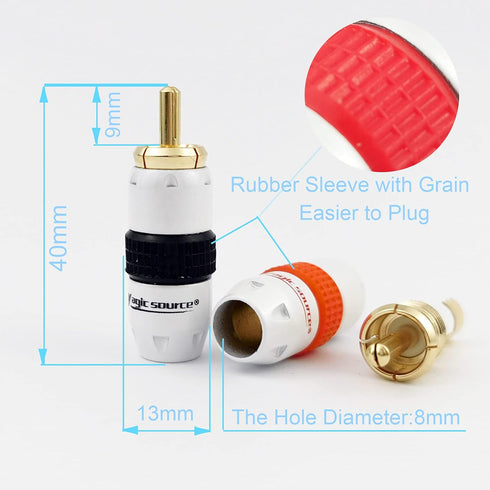 magic source 4 PCS High Fidelity RCA Male Plug Adapter Speaker Plugs,Cable Connector Adapter Audio Pure Copper Gold Plated with Rubber Sleeve...