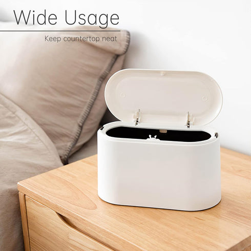 Mini Trash Can with Lid Removable Small Garbage Can, Tiny Plastic Trash Bin, Pop Up Countertop Wastebasket, Counter Garbage Lint Bin for Bathroom,...