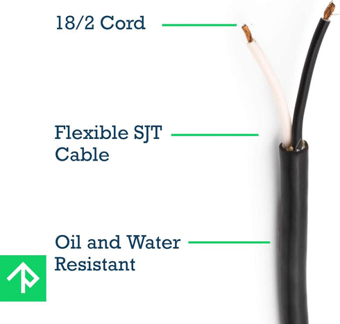 Power Tool Replacement Cord SJT, 18 GA AWG, 2 Wire, 6 1/2 ft, 2 Prong, with Stripped Ends and Rubber Strain Relief Boot...