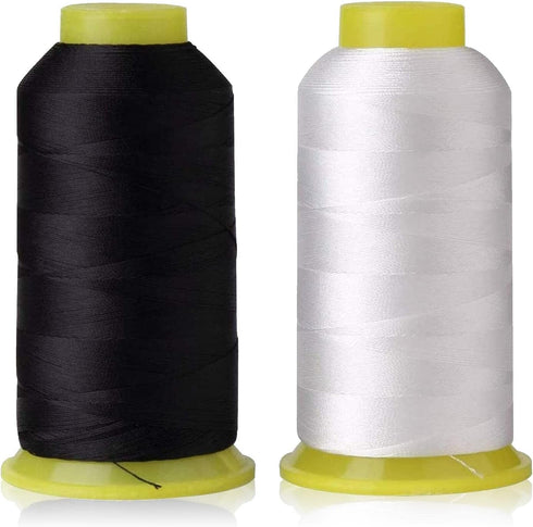 T70#69 Bonded Nylon Sewing Thread - 1500 Yard Spool -(White+Black) 2PCS...