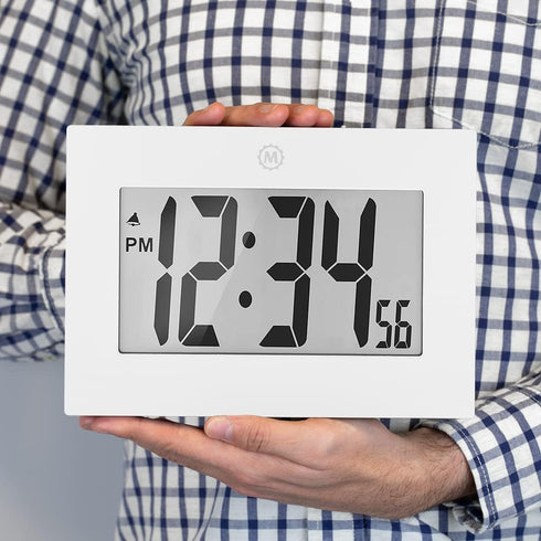 MARATHON Large Digital Wall Clock with 8” Display, White - Easy to Read...