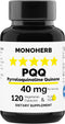 PQQ 40 milligrams - PQQ Supplement, Pyrroloquinoline Quinone, 120 Capsules with Omega 3...