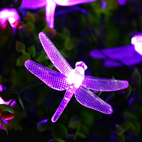 SEMILITS Solar String Lights 20Ft 30LED Dragonfly Shaped Waterproof Fairy Decoration Lighting for Indoor/Outdoor,Patio Christmas party Holiday Dec...