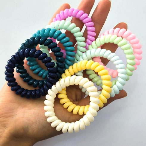 No Crease Spiral Hair Ties 20 Pieces Traceless Coil Hair Ties No Damage Phone Cord Hair Ties Elastics Hair Coils Plastic Hair Bands Spiral Bracele...