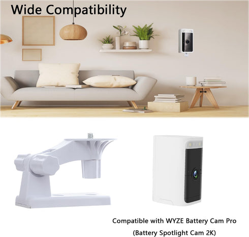 Camera Wall Mount Compatible with Wyze Battery Cam Pro, Camera Corner Mounting Bracket 180°Adjustable Security Camera Ceiling Mount for Drill Inst...