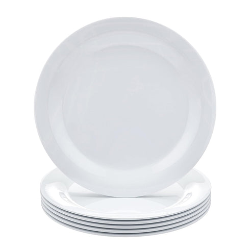 Amazon Basics Melamine (Plastic) Plate, 6 Piece Set, 10.5 in, White (Previously AmazonCommercial brand)...