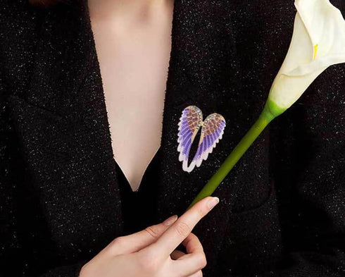Women's Guardian Angel Wings Brooch Pin Crystal Angel Wings Brooch Multicolor Lapel Pin Badge...