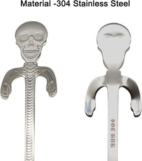 Maydahui 6PCS Skull Spoon 5 inch 18/10?304 ?Stainless Steel Hanging Teaspoons Coffee Tea Sugar Espresso Dessert Stirring Spoons Design for Hallowe...