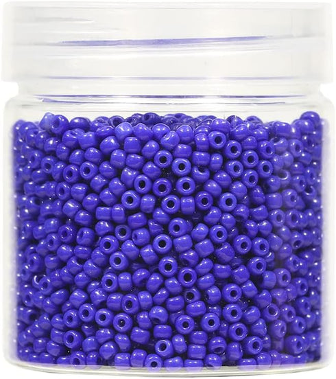 Opaque Dark Blue Color Loose Seed Beads About 4000pcs in Box 8/0 Glass Craft Seed Beads for Jewelry Making, Hole 0.7mm (Dark Blue)...