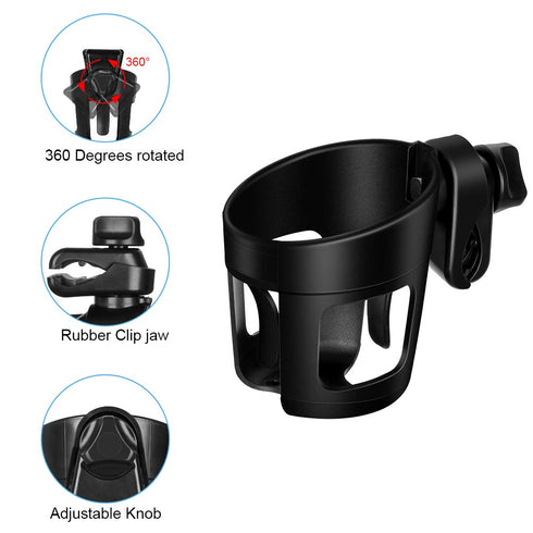 Upgraded Baby Cup Holder, Universal Stroller Cup Holder Bottle Holder Large Caliber Designed 360 Degrees Rotation Fit for Baby Stroller, Bicycle, ...