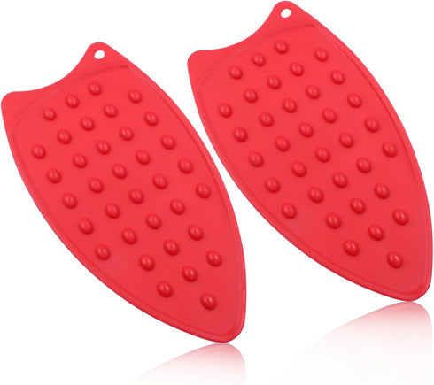 2 Pcs Silicone Iron Rest Pads Mat Iron Hot Heat Resistant Protective Pads for Ironing Board Curling Irons Flat Irons(Red)...