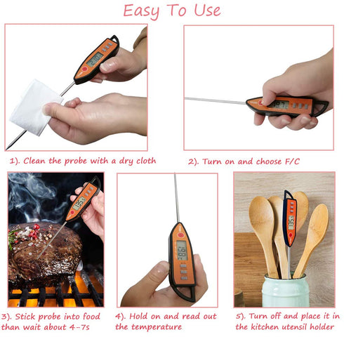 Digital Meat & Milk Thermometer - Instant Read Probe for Cooking, BBQ, Grill, Deep Fry, Roast & Baking...