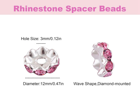 12mm Rhinestone Beads for Pen Making Bulk 100pcs Multicolor Wave Space Beads for Pens,Diamond Crystal Beads for Beadable Pens DIY Bracelet Jewelry...