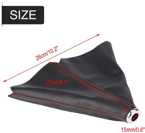 Gear Shift Boot, PU Leather, Black with Red Stitch, Easy to Install, Universal Fit...