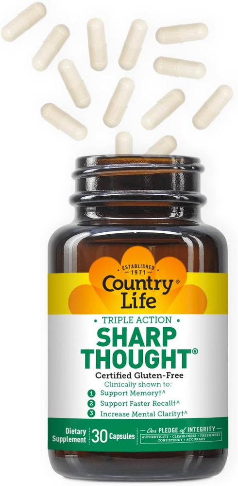 Country Life Sharp Thought - Memory & Cognitive Support Supplement – Sharp-PS Gold Phosphatidylserine + DHA – Promotes Mental Clarity & Faster Rec...
