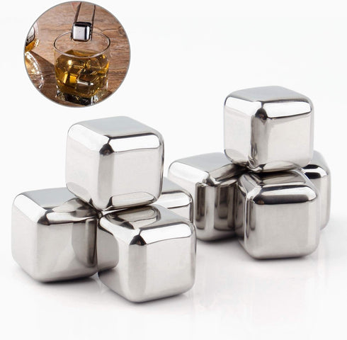 DERNORD Exclusive Stainless Steel Whiskey Stones - High Cooling technology Ice Cubes Chilling Rocks Reusable Wine Stone Durable Beer Drink Freezer...