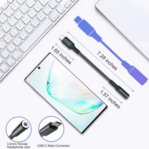 Elebase USB Type C to 3.5mm Adapter,1/8 Inch Headphone Jack Audio Aux Converter for Samsung Galaxy Z Fold Flip,S22 S23 S24,Note 10 20,Tab,iPhone 1...