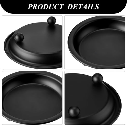 4 Pieces Matte Black Iron Candle Plate Decorative Saucer Style Candle Holder Tray Metal Pedestal Candle Stand for Christmas Table Centerpiece Wedd...