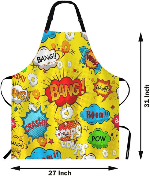 WONDERTIFY Strange Graffiti Apron,Various Cute Cartoon Bib Apron with Adjustable Neck for Men Women,Suitable for Home Kitchen Cooking Waitress Che...