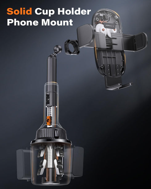 APPS2Car Universal Car Cup Phone Holder with Quick Extension Long Arm, Quick Swivel Height Adjustment 360 Degree Swivel for iPhone Samsung Google ...